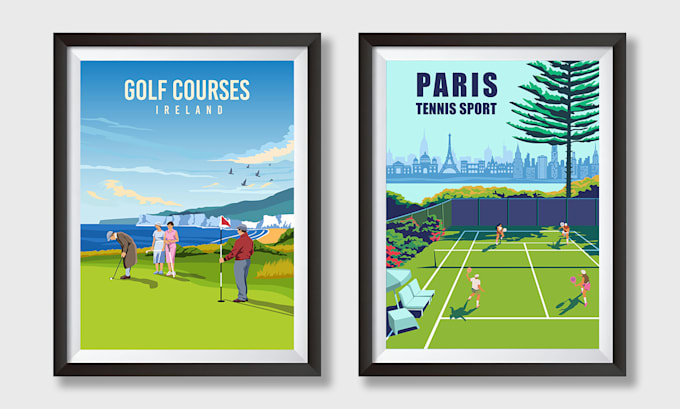 modern minimal custom retro vintage sports poster wall art vector illustrations
