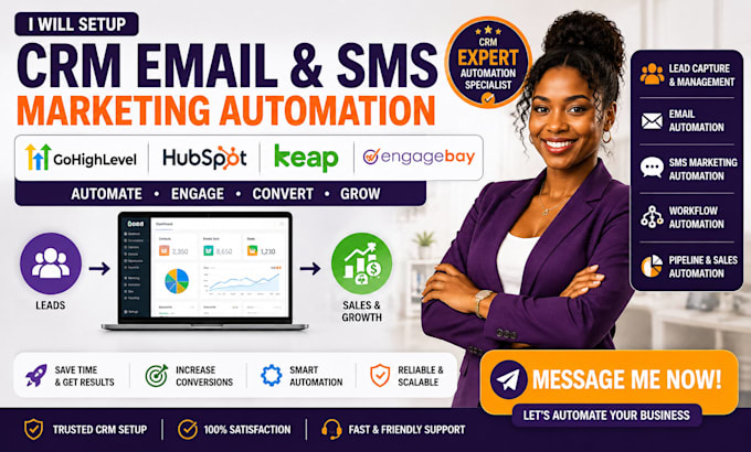setup gohighlevel hubspot keap engagebay CRM email SMS marketing automation