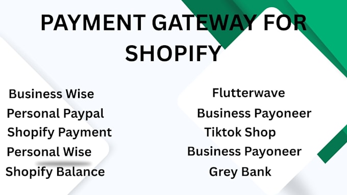setup a paypal, wise, shopify payment, shopify balance, grey bank, payoneer