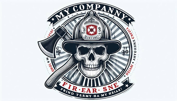 Design premium vintage skull firefighter logo with axe illustration t ...