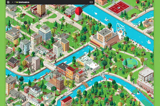 draw unique isometric map illustration flat design 2d isometric map