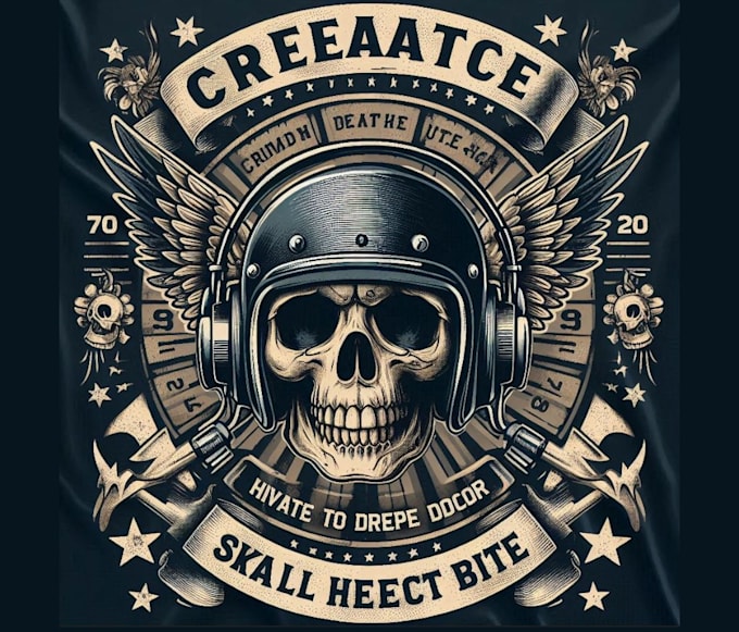 create vintage skull biker helmet logo