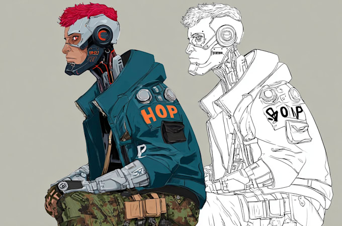 draw cyberpunk scribble art your portrait
