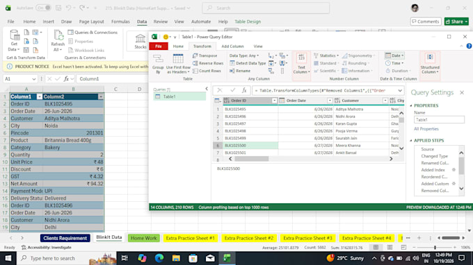 clean, format, merge, split excel data