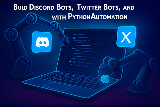 build twitter x bot, upload bot, kick bot, discord bot with python automation