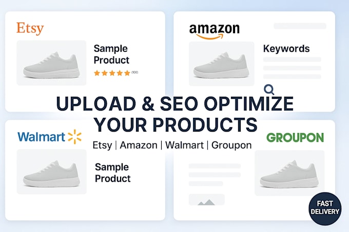 upload groupon optimized product seo listing etsy walmart amazon product listing