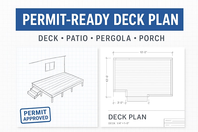 Draw deck, patio, pergola, and porch plan set for building permit ...
