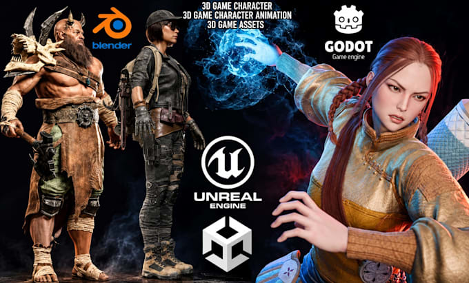 do 3d game character models, 3d game animation, low poly 3dmodel game asset, ue5