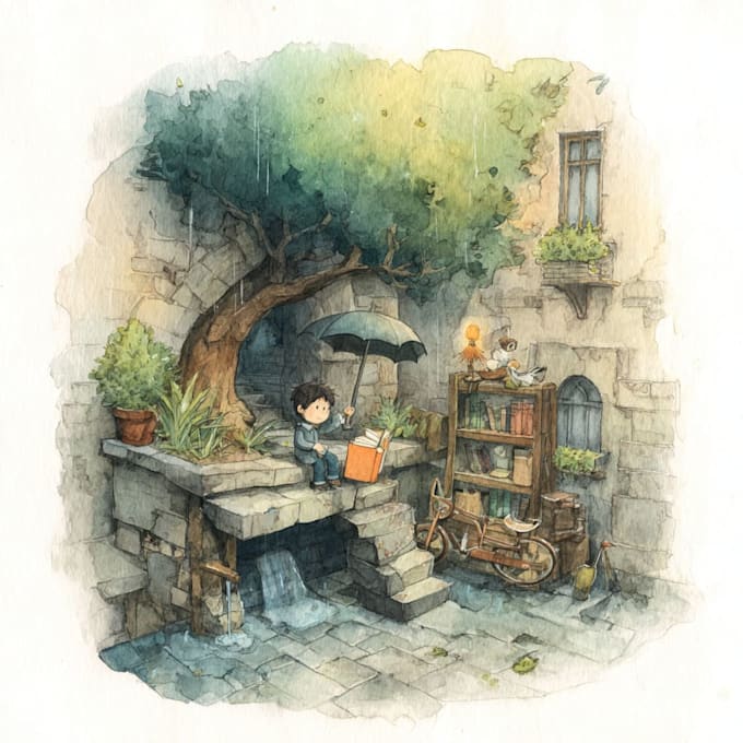 do watercolor illustrations for KDP children book art