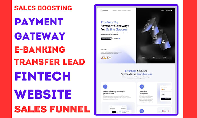 payment gateway, money transfer, and e banking leads with a fintech website