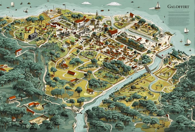 design vector fantasy map illustration city map design