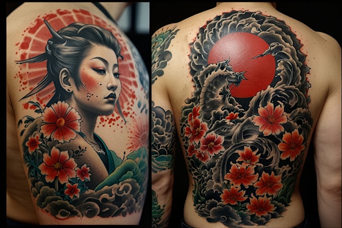 making a tattoo design in japanese style