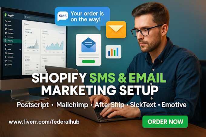 setup sms marketing postscript mailchimp aftership slicktext emotive klaviyo