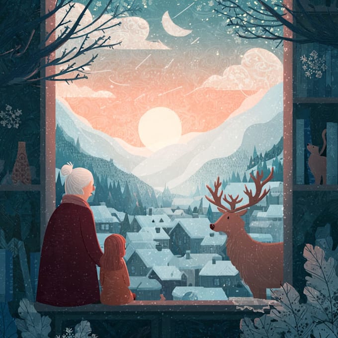 draw christmas illustrations and cards for you