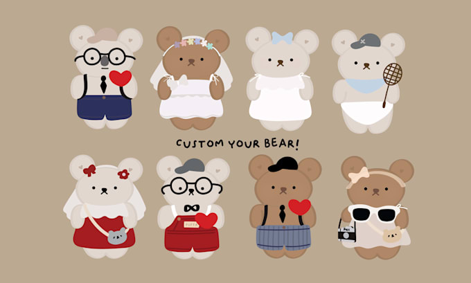 draw a custom bear illustration with your outfit or theme