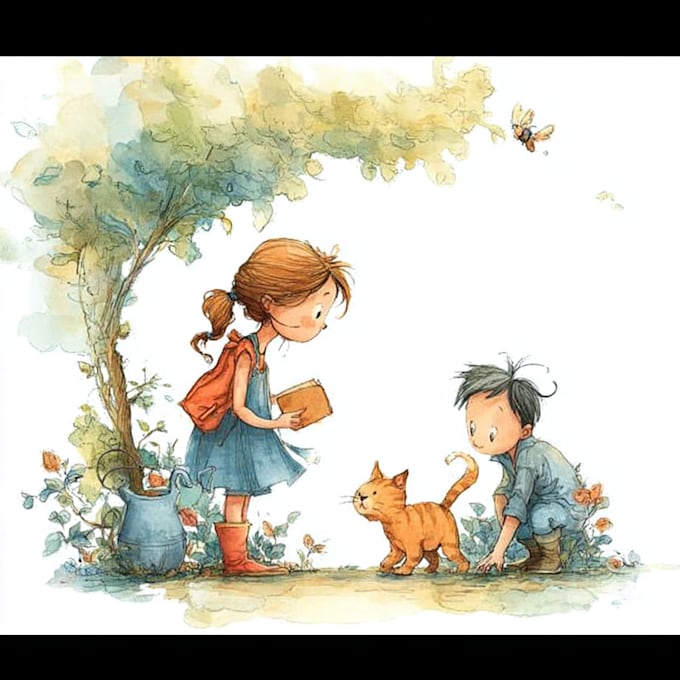 l draw whimsical watercolor illustrations