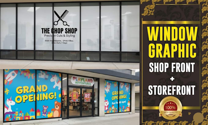 Do window graphics, store front or shop front, window sticker, signage ...