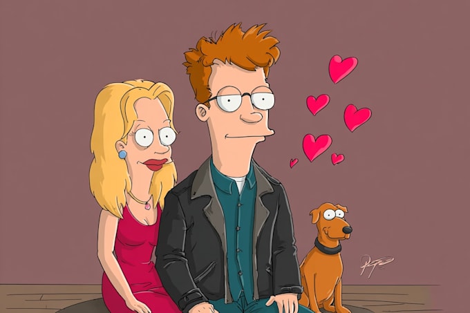 draw a cartoon futurama style portrait