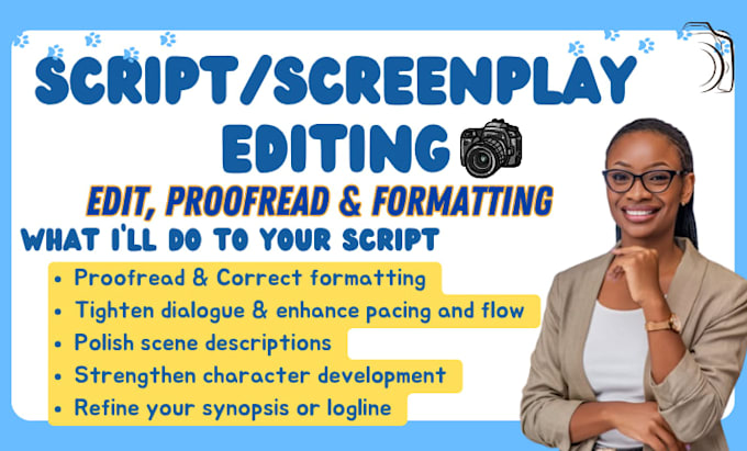 edit, proofread and polish screenplay, rewrite feature film script, screenplay
