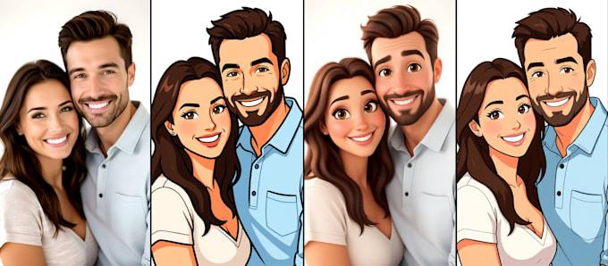 create 3 unique ai cartoon portraits from your photo