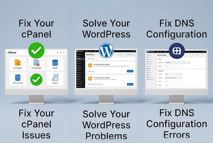fix cpanel, wordpress and dns issues for you