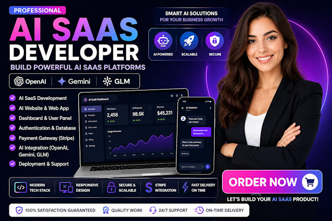 be your saas developer to build custom ai saas web apps and ai web developement