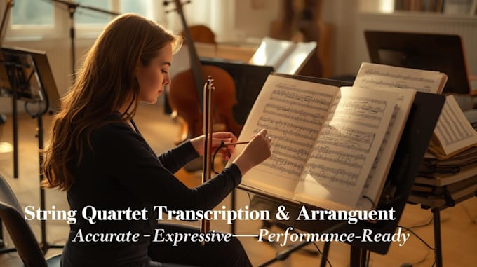 transcribe and arrange string quartet sheet music for performance