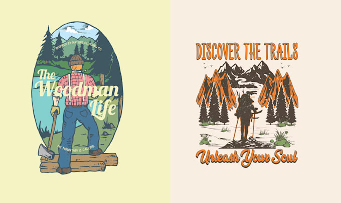 design vintage retro working hiking sawmill logo