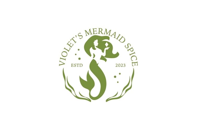 design unique mermaid seaweed logo