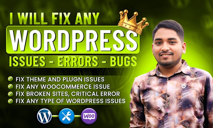 fix any wordpress issues, errors, or bugs within 24 hours