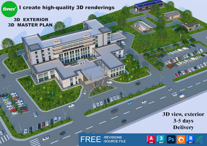 create 3d exterior and master plan renderings