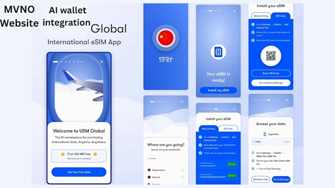 develop prepaid esim app and global esim data website, softphone voip app