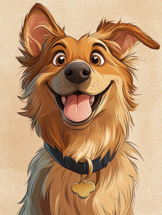 create a custom disney pet portrait illustration
