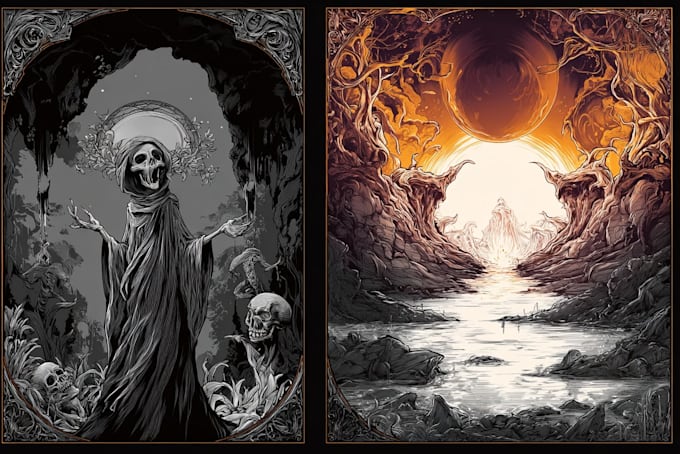 draw detailed illustration dark art