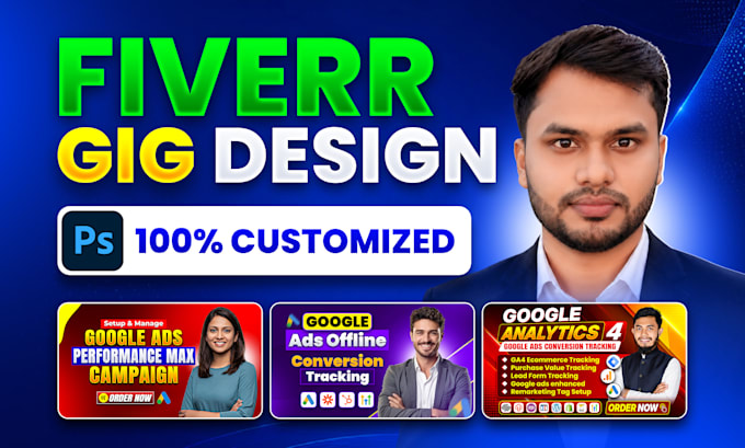 design a professional fiverr gig image, thumbnail, and web banner that converts