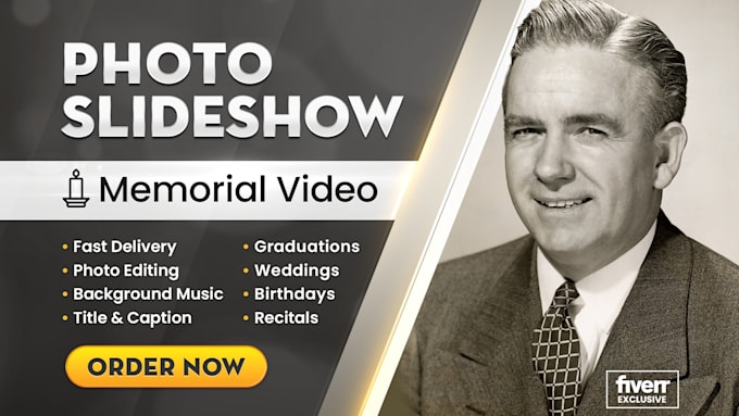 create beautiful memorial funeral photo slideshow video
