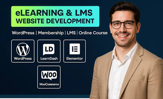 build wordpress lms website, elearning website design, learndash tutor lms