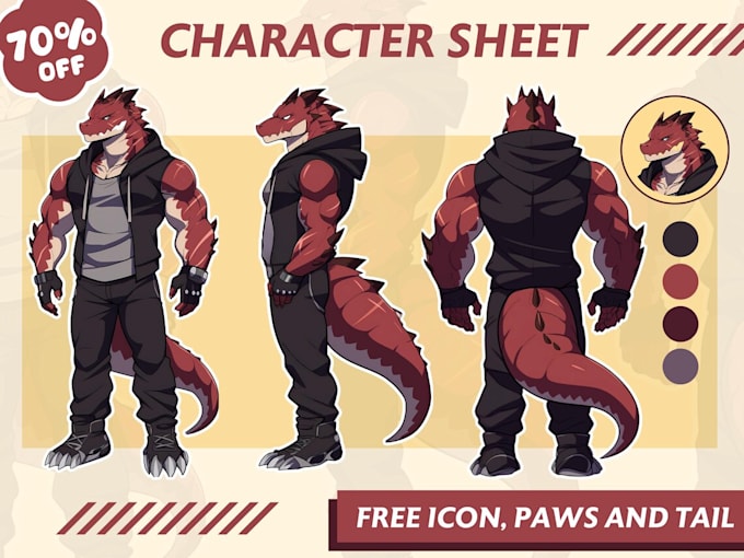 Draw furry art fursona reference sheet 2d anime anthro art oc dnd sfw ...
