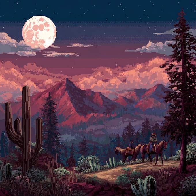 make pixel art scene or background