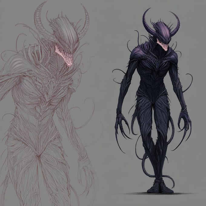 create a fantasy horror character art and horror art