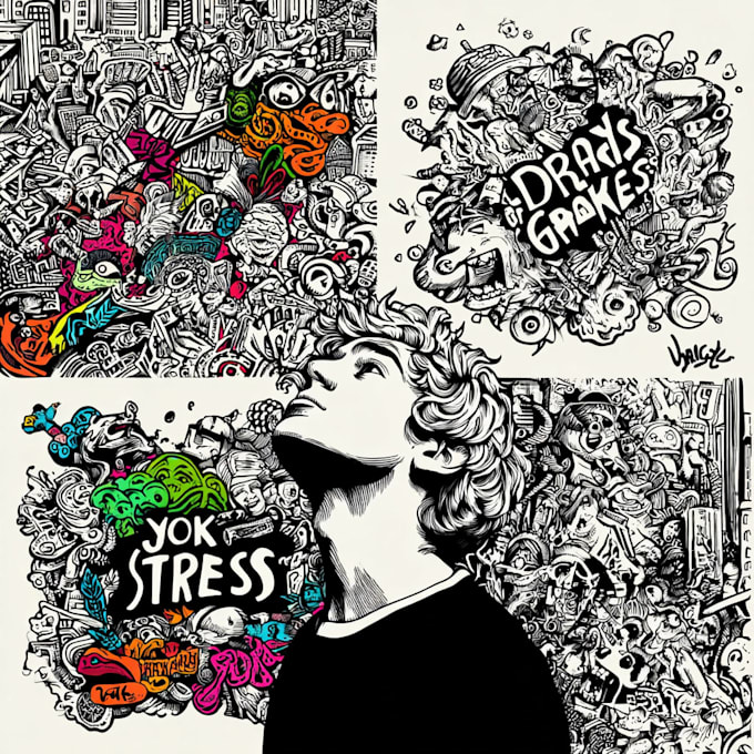 create colorful doodle art illustration