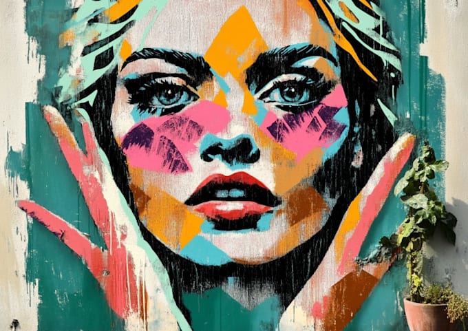 design custom face stencil in graffiti art style