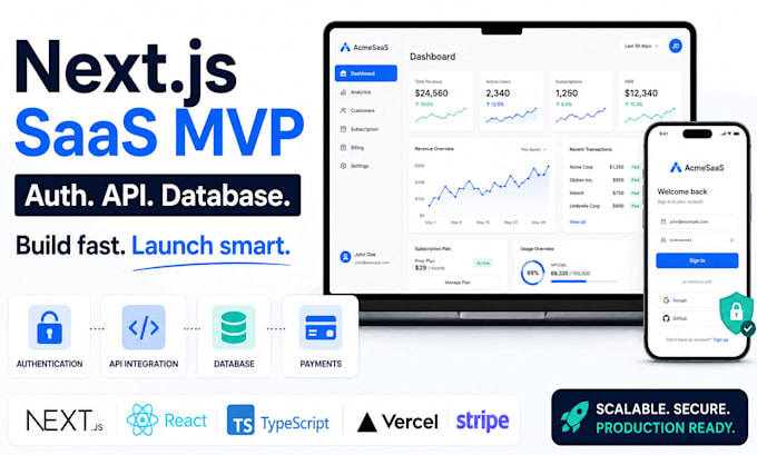 build your next js saas mvp with auth api and database