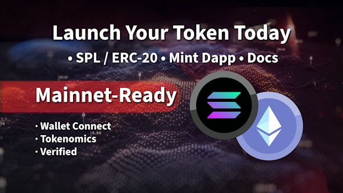 launch your token , mint dapp solana spl or erc 20 with landing page
