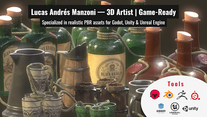 create optimized 3d props for games low poly pbr game ready