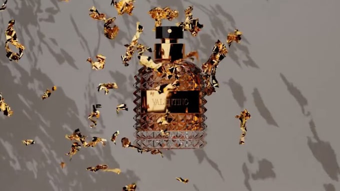 create a realistic perfume bottle, perfume bottle render, 3d perfume animation
