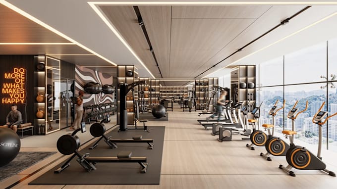 Design 3d fitness center,model 3d gym interior,gym rendering,3d ...