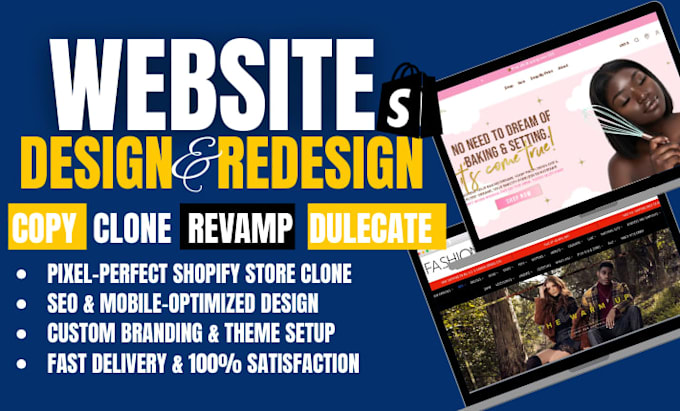 design shopify website copy, clone, revamp, redesign duplicate shopify store