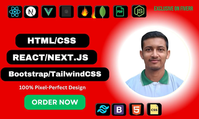 convert xd to HTML, figma to HTML, PSD to HTML, modern website