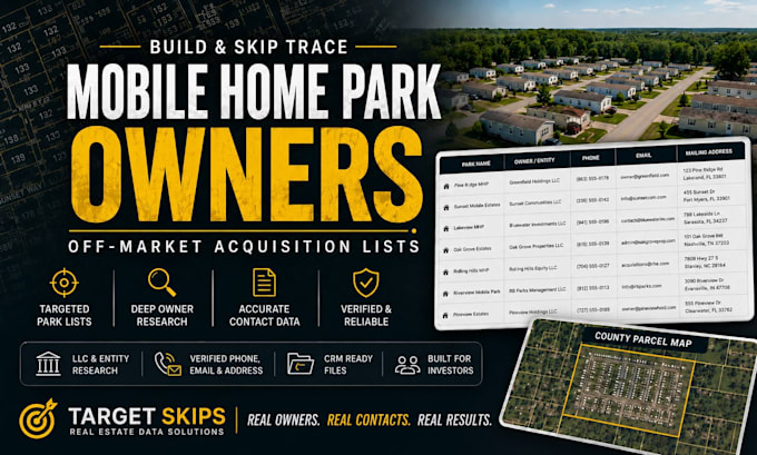 build and skip trace mobile home park owner lists in the USA